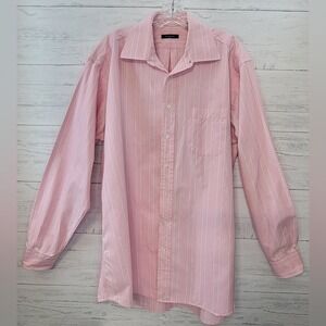 BURBERRY LONDON Men's Pink Stripe 100% Cotton Dress Shirt 17L